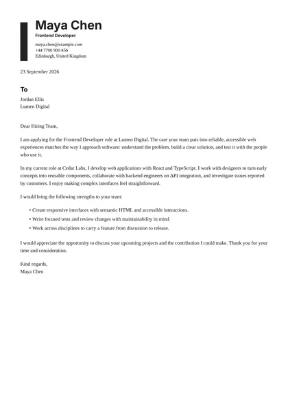 Berlin cover letter template preview