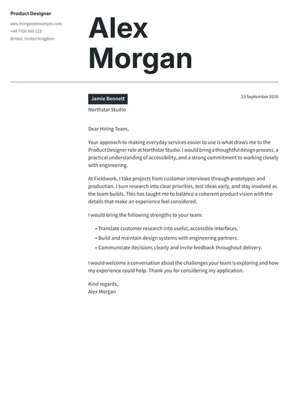 Montreal cover letter template preview
