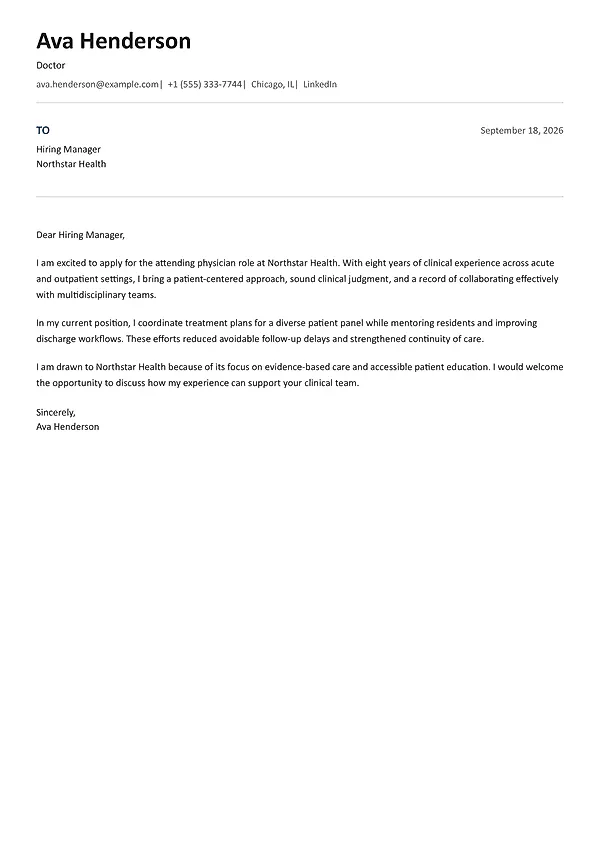Prague matching cover letter template with clean dividers and ATS-friendly professional typography.