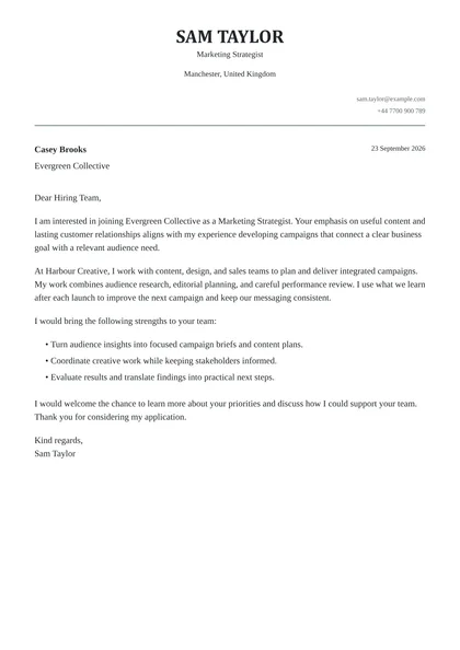 Valparaiso cover letter template preview