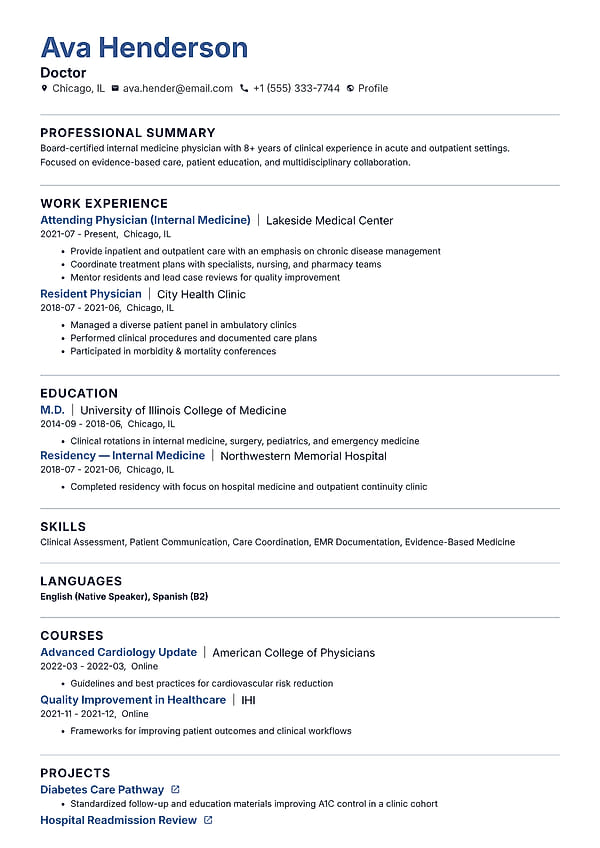 Cascade professional resume template preview - clean, elegant ATS-friendly layout for modern job applications